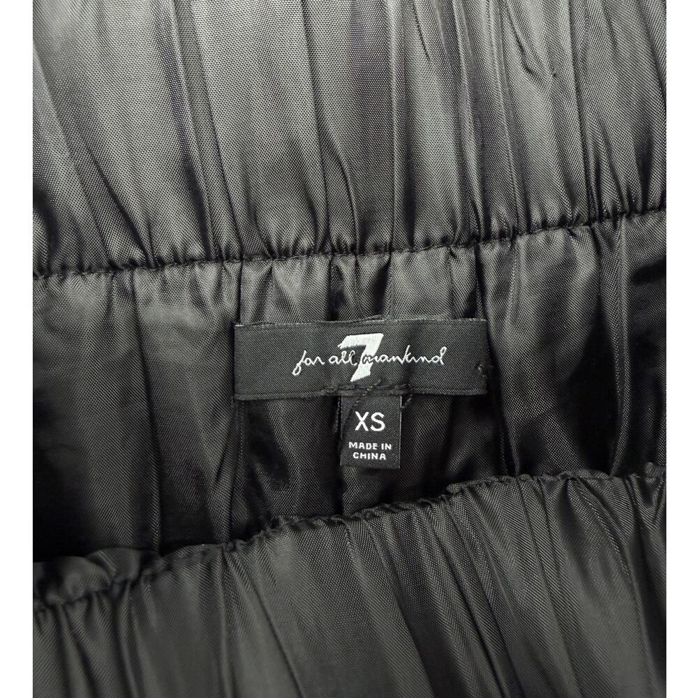 7 For All Mankind Black Pleated Faux Leather Pull On Elastic Waist Mini Skirt - Picture 5 of 7